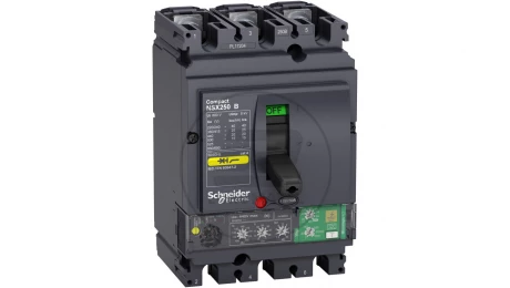 Circuit breaker Compact NSX250B, 25 kA at 415 VAC, Micrologic 4.2 Vigi trip unit 250 A, 3 poles 3d LV433816
