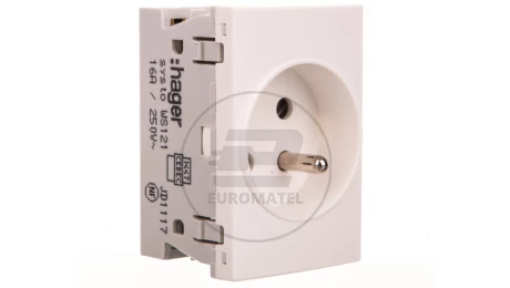 Systo Gniazdo pojedyncze przelotowe z/u 16A 250V 2P+Z 3 moduły białe WS121