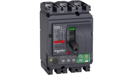 Circuit breaker Compact NSX250F, 36 kA at 415 VAC, Micrologic 4.2 Vigi trip unit 250 A, 3 poles 3d LV433832