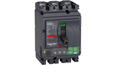 Circuit breaker Compact NSX250F, 36 kA at 415 VAC, Micrologic 4.2 Vigi trip unit 160 A, 3 poles 3d LV433831