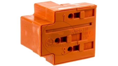 Wtyk rozgałęźny 3-torowy 2,5mm2 2x L, 1x PE pomarańczowy 730-113