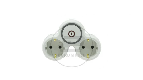 Rozgałęźnik wtyczkowy dwukrotny z włącznikiem z/u schuko R-21BWS/S/B W-72003