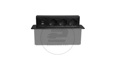Gniazdo meblowe do zabudowy 3 złącza wtyczkowe schuko 1xUSB A 1xUSB C GMZ/S-5AP W-72015