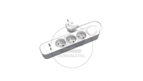 Przedłużacz stały 3x z włącznikiem oraz gniazdami USB A USB C 5m PS-370WS+USBA+USBC/5 E W-30002