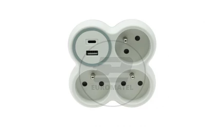 Rozgałęźnik trzykrotny 3x gniazda z/u 1xUSB A 1xUSB C R-31WS/S/B W-72009