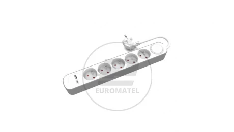 Przedłużacz stały 5x z włącznikiem oraz gniazdami USB A USB C 3m PS-570WS+USBA+USBC/3 E W-30004