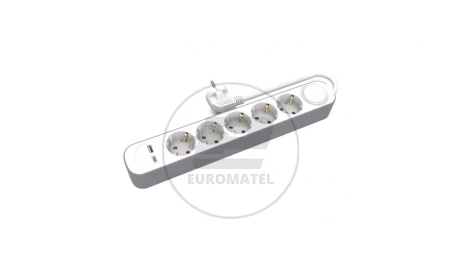 Przedłużacz stały 5x schuko włącznik oraz 1xUSB A 1xUSB C 3m PS-570SWS+USBA+USBC/3 E W-30010
