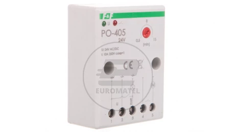 Przekaźnik czasowy 10A 1-15min 24V AC/DC z opóźnionym odpadaniem PO-405 24V AC/DC