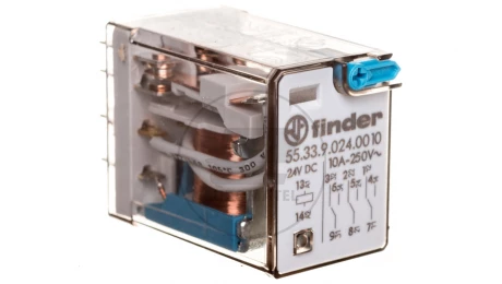 Przekaźnik miniaturowy 3P 10A 24V DC przycisk testujący AgNi 55.33.9.024.0010