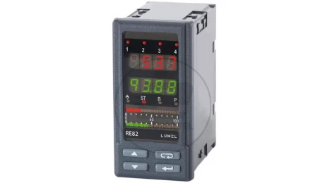 Programowalny regulator temperatury wyj. 1 przekaźnikowe wyj. 2 ciągłe 0/4-20mA wyj. do zasilanie przetw.24V DC 1W RE82 131100M0