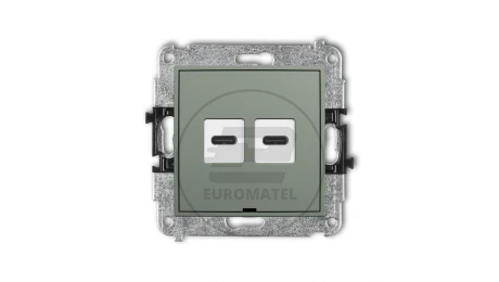 MINI Mechanizm ładowarki USB podwójnej 2xUSB C, 20W max., bez pola opisowego szałwiowy 61MCUSBBO-7