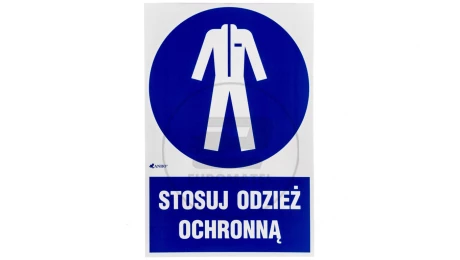 Samoprzylepna tabliczka ostrzegawcza /Stosuj odzież ochronną z podpisem/ IM/010/1/C1/F