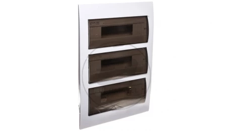 Rozdzielnica modułowa tworzywo 3x12 podtynkowa IP40 IK06 N+PE II klasa drzwi transparentne szare DB312F 3X12P/FMD biały 3846