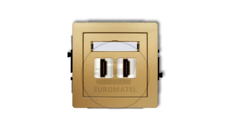 DECO Mechanizm gniazda podwójnego HDMI 2.0 złoty 29DHDMI-4