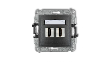MINI Mechanizm gniazda podwójnego HDMI 2.0 grafitowy 11MHDMI-4