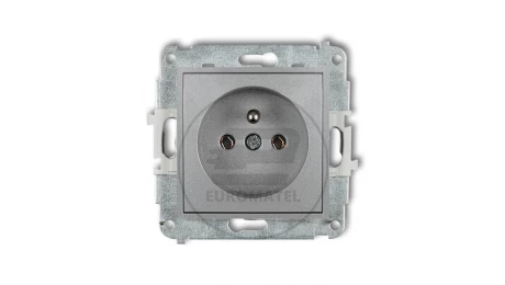 MINI Mechanizm gniazda pojedynczego z uziemieniem 2P+Z (bez przesłon torów prądowych) srebrny metalik 7MGP-1z