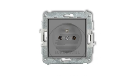 MINI Mechanizm gniazda pojedynczego z uziemieniem 2P+Z (bez przesłon torów prądowych) szary mat 27MGP-1z