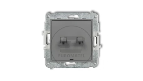 MINI Mechanizm łącznika jednobiegunowego ze schodowym w stylu amerykańskim (dwa klawisze bez piktogramów, osobne zasilanie) szar