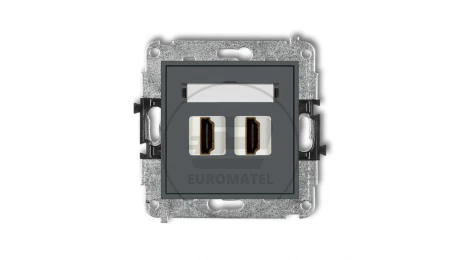 MINI Mechanizm gniazda podwójnego HDMI 2.0 grafitowy mat 28MHDMI-4