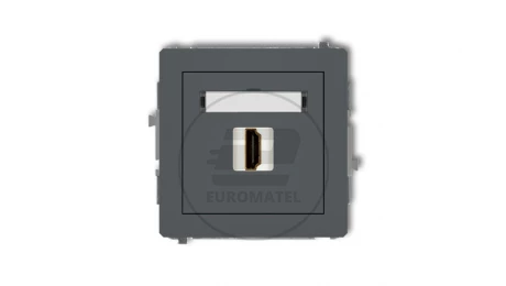 DECO Mechanizm gniazda pojedynczego HDMI 2.0 grafitowy mat 28DHDMI-3