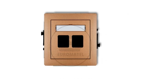 DECO Mechanizm gniazda multimedialnego podwójnego bez modułu (standard Keystone) złoty metalik 8DGM-2P
