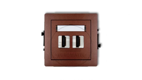 DECO Mechanizm gniazda podwójnego HDMI 2.0 brązowy metalik 9DHDMI-4