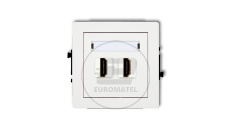DECO Mechanizm gniazda podwójnego HDMI 2.0 biały DHDMI-4