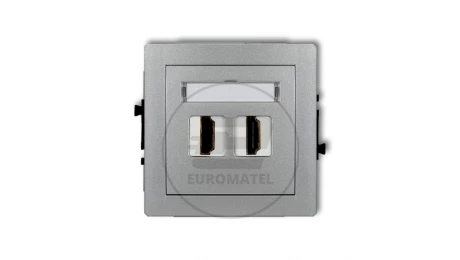 DECO Mechanizm gniazda podwójnego HDMI 2.0 srebrny metalik 7DHDMI-4