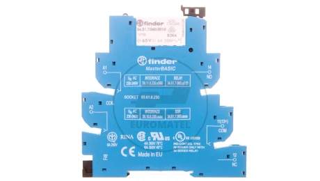 Przekaźnikowy moduł sprzęgający 1P 6A 220-240V AC szer. 6,2mm styki AgNi, szyna DIN 35mm MasterBASIC 39.11.8.230.0060