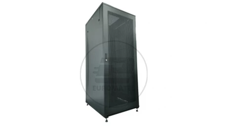 Szafa serwerowa rack 19 cali 42U 800x1000, drzwi stalowe perforowane, kolor czarny FLAT PACK