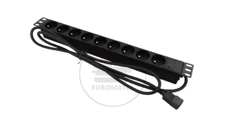 Listwa zasilająca rack 19 cali PDU gniazdo 9 x CEE 7/5 wtyk IEC320 C14