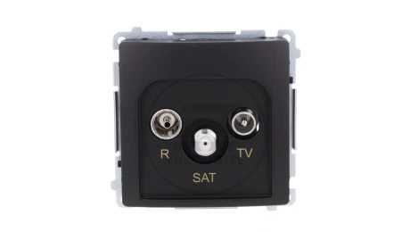 Simon Basic Gniazdo antenowe R-TV-SAT przelotowe (moduł), 1x wejście: 5 MHz–2,4 GHz czarny BMZAR-SAT10/P.01/49