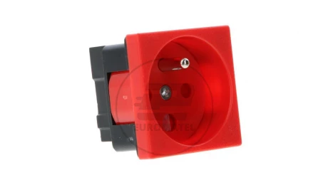 Gniazdo elektryczne 45x45 z kluczem, czerwone - 2P+Z PZ01