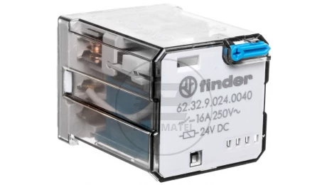 Przekaźnik 2P 16A 24V DC do gniazd lub Faston 187, przycisk testujący, mechaniczny wskaźnik zadziałania 62.32.9.024.0040