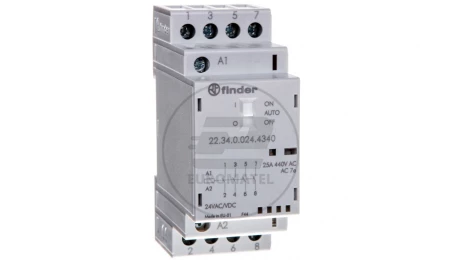 Stycznik modułowy 4Z 25A 24V AC/DC funkcja Auto-On-Off, wskaźnik zadziałania + LED, 35mm 22.34.0.024.4340