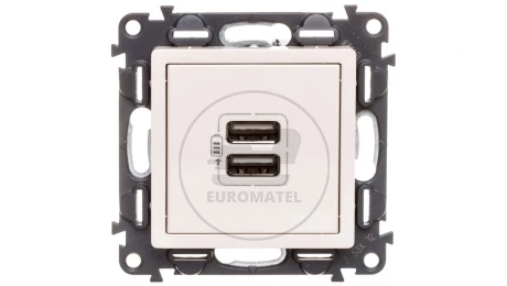VALENA LIFE Ładowarka z gniazdem 2xUSB kremowy 753212