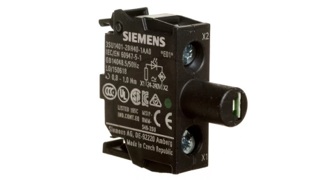 Oprawka z LED zielona 24-230V AC/DC montaż do ścianki tylnej Sirius ACT 3SU1401-2BH40-1AA0