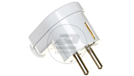 Wtyczka kątowa 16A 2P+Z Uni-Schuko 250V biała WT-16U