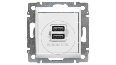 VALENA Gniazdo zasilające 2xUSB 5V 1500mA białe 770470