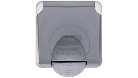PLEXO55 Gniazdo pojedyncze z/u z klapką szare 069555