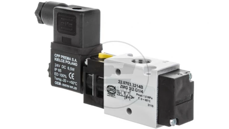 Zawór rozdzielający 24V DC 1MPa ZMG 3/2 G1/4 22.0703.3214B