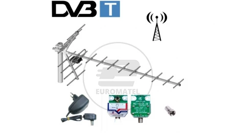 Antena DVB-T kierunkowa 19-elementowa YAGA + wzmacniacz LIBOX LB019W
