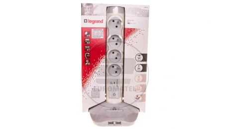 HELMO Przedłużacz biurkowy stojący 4xgniazda z/u 16A 230V + 2xUSB +1xmicroUSB przewód 2m 50014