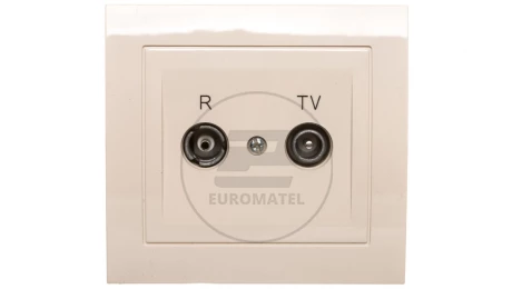 KIER Gniazdo antenowe RTV przelotowe 14dB beżowe GPA-14WP/01