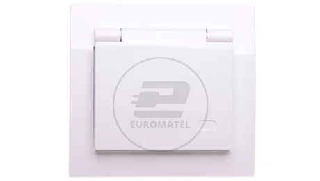 KIER Gniazdo bryzgoszczelne z/u IP44 klapka przezroczysta białe GPH-1WZ/00/w