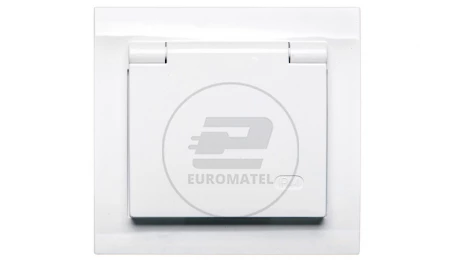 KIER Gniazdo bryzgoszczelne z/u IP44 z przesłonami klapka biała GPH-1WZP/00/w