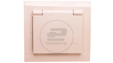 KIER Gniazdo bryzgoszczelne z/u IP44 klapka beżowe GPH-1WZ/01/w