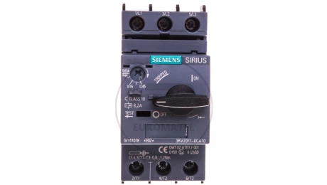 Wyłącznik silnikowy 3P 0,18kW 0,45-0,63A S00 3RV2011-0GA10