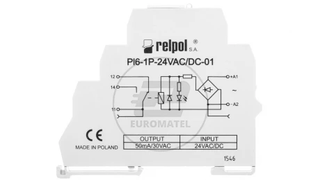Przekaźnik interfejsowy 1P 12A 24V AC/DC AgSnO2 PI6-1P-24VAC/DC-01 858555