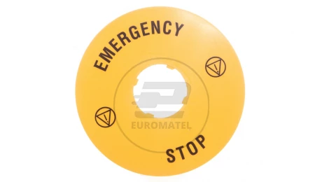 Szyld opisowy fi 90mm EMERGENCY/STOP LPXAU113
